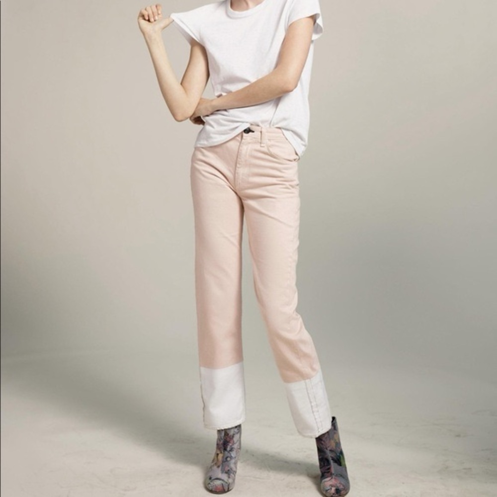 Rag & Bone Rbw15 in Rose Trompe L’oeil Selvedge Cuff Detail Jeans Size 27